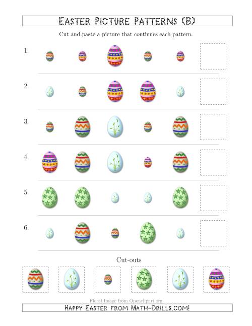The Easter Egg Picture Patterns with Shape and Size Attributes (B) Math Worksheet