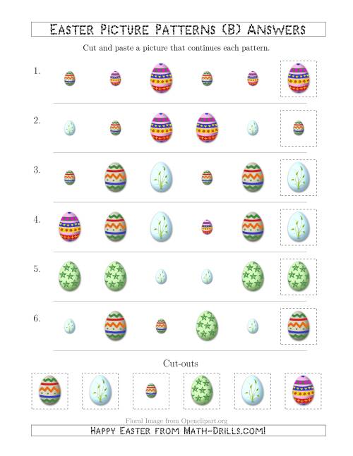 The Easter Egg Picture Patterns with Shape and Size Attributes (B) Math Worksheet Page 2