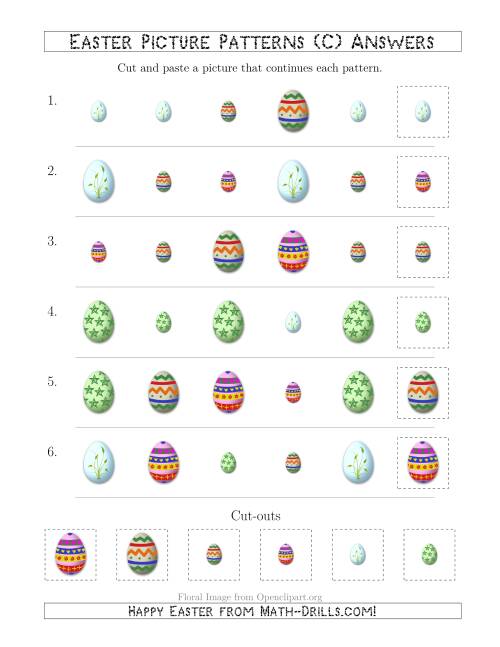 The Easter Egg Picture Patterns with Shape and Size Attributes (C) Math Worksheet Page 2