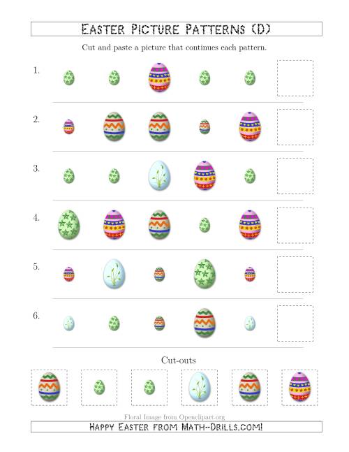 The Easter Egg Picture Patterns with Shape and Size Attributes (D) Math Worksheet