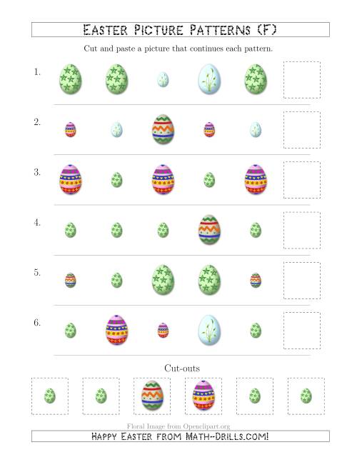 The Easter Egg Picture Patterns with Shape and Size Attributes (F) Math Worksheet