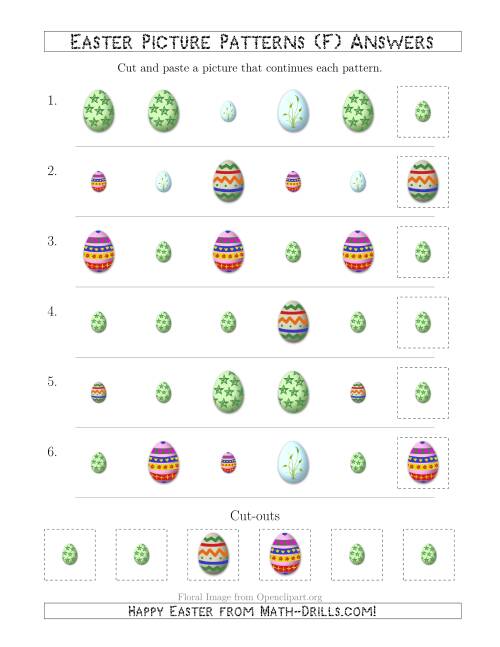 The Easter Egg Picture Patterns with Shape and Size Attributes (F) Math Worksheet Page 2
