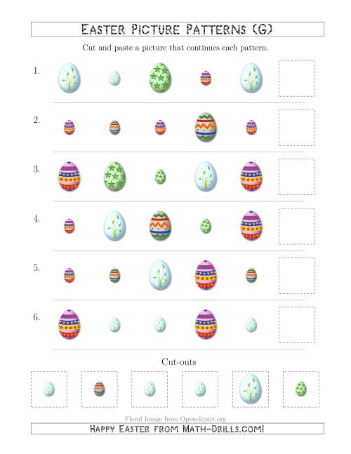 The Easter Egg Picture Patterns with Shape and Size Attributes (G) Math Worksheet