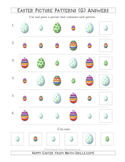 The Easter Egg Picture Patterns with Shape and Size Attributes (G) Math Worksheet Page 2