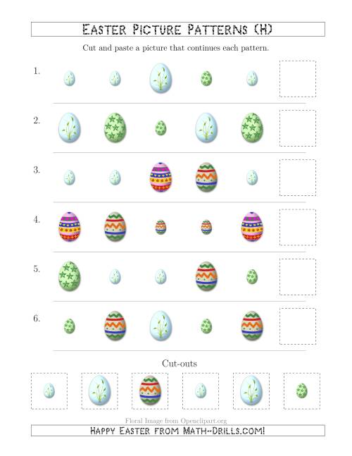 The Easter Egg Picture Patterns with Shape and Size Attributes (H) Math Worksheet