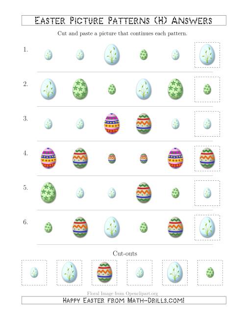 The Easter Egg Picture Patterns with Shape and Size Attributes (H) Math Worksheet Page 2