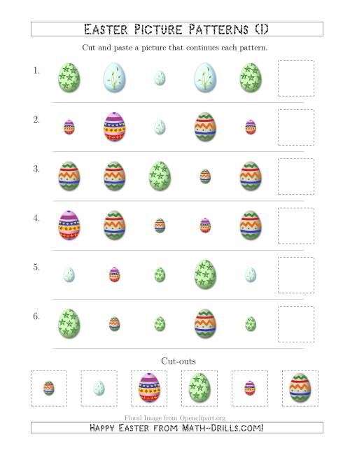 The Easter Egg Picture Patterns with Shape and Size Attributes (I) Math Worksheet