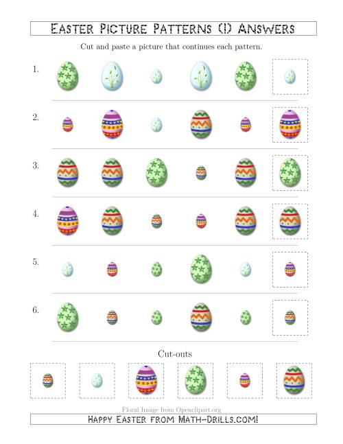 The Easter Egg Picture Patterns with Shape and Size Attributes (I) Math Worksheet Page 2
