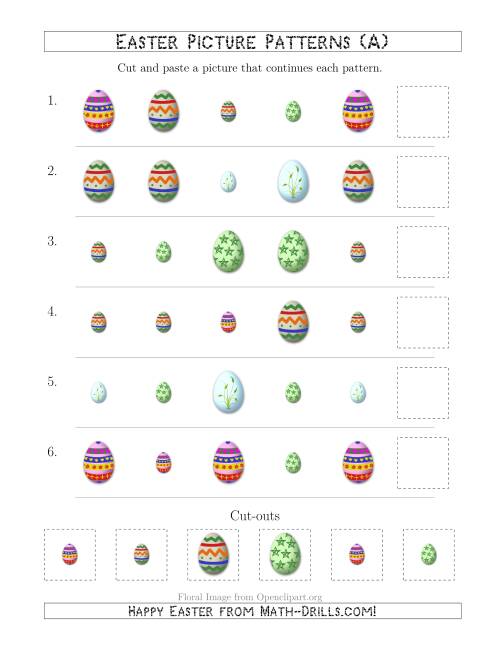 The Easter Egg Picture Patterns with Shape and Size Attributes (All) Math Worksheet