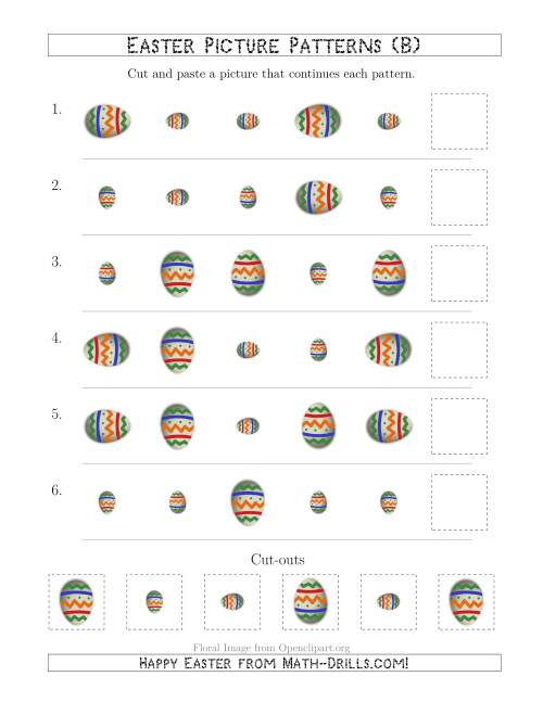The Easter Egg Picture Patterns with Size and Rotation Attributes (B) Math Worksheet