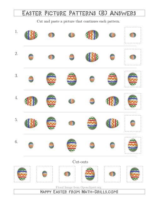 The Easter Egg Picture Patterns with Size and Rotation Attributes (B) Math Worksheet Page 2