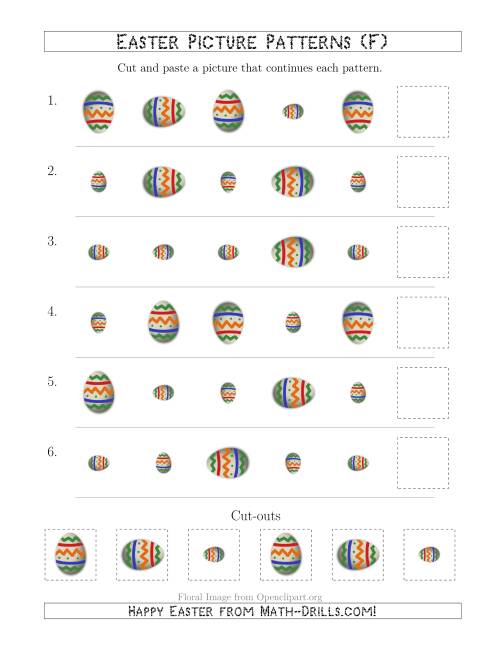 The Easter Egg Picture Patterns with Size and Rotation Attributes (F) Math Worksheet