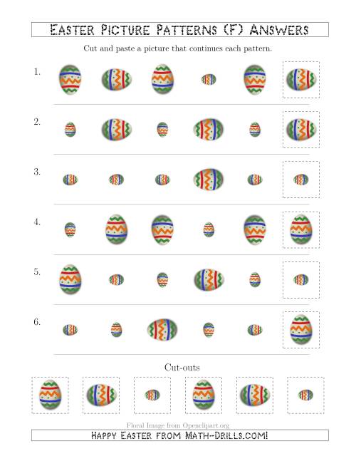 The Easter Egg Picture Patterns with Size and Rotation Attributes (F) Math Worksheet Page 2
