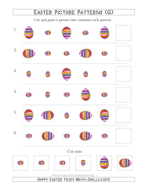The Easter Egg Picture Patterns with Size and Rotation Attributes (G) Math Worksheet