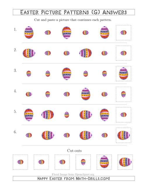 The Easter Egg Picture Patterns with Size and Rotation Attributes (G) Math Worksheet Page 2