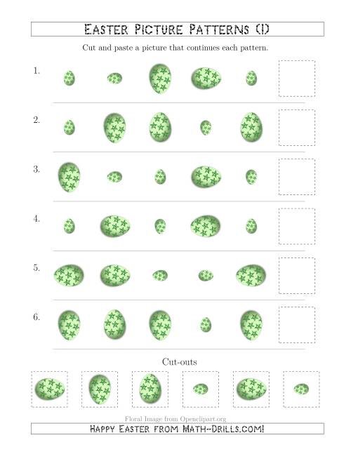 The Easter Egg Picture Patterns with Size and Rotation Attributes (I) Math Worksheet