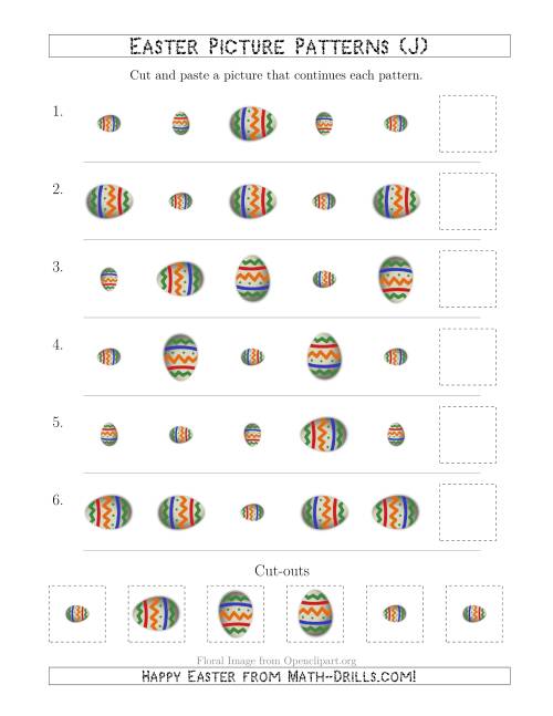 The Easter Egg Picture Patterns with Size and Rotation Attributes (J) Math Worksheet