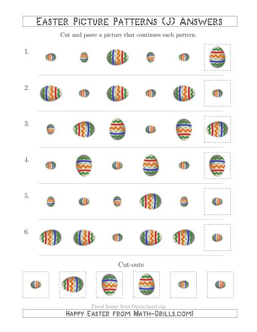 The Easter Egg Picture Patterns with Size and Rotation Attributes (J) Math Worksheet Page 2