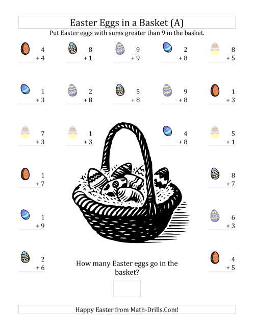 The Easter Addition Sums to 18 (A) Math Worksheet