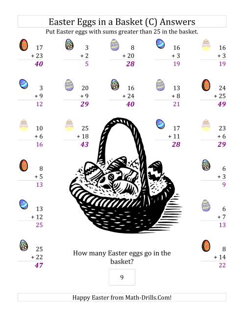 The Easter Addition Sums to 50 (C) Math Worksheet Page 2