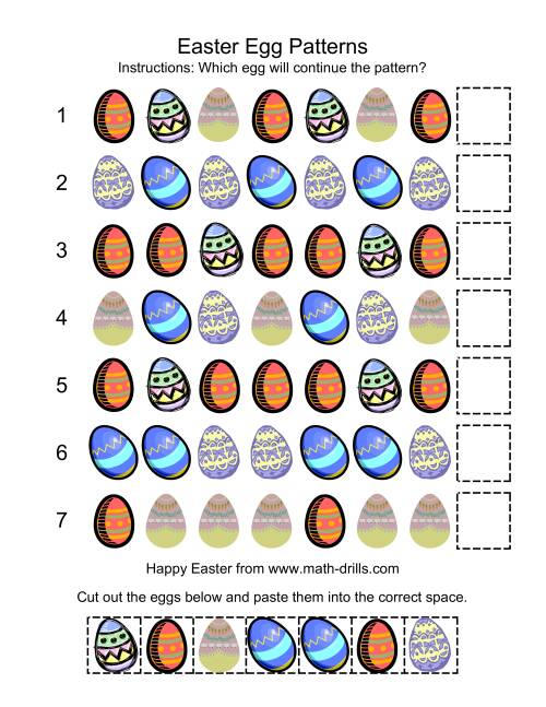 The Easter Egg Patterns Math Worksheet
