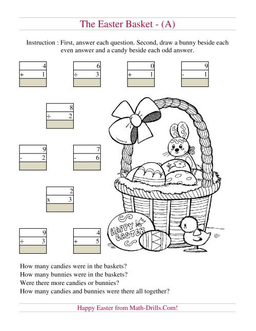 The Easter Basket Mixed Operations (A) Math Worksheet