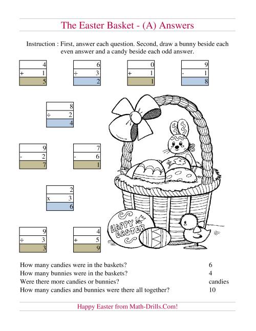 The Easter Basket Mixed Operations (A) Math Worksheet Page 2