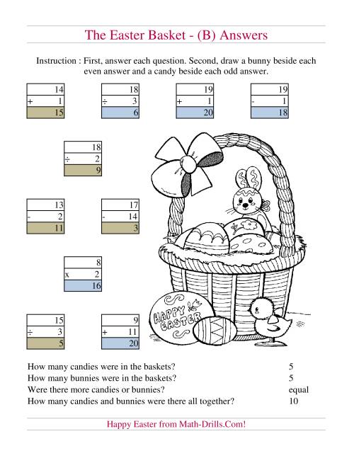 The Easter Basket Mixed Operations (B) Math Worksheet Page 2