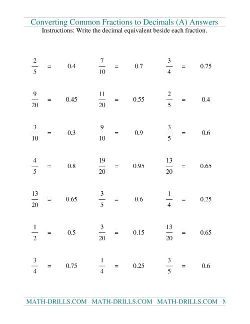 The Convert Fractions to Decimals (Old) Math Worksheet Page 2