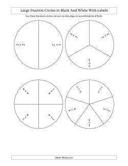 Large Fraction Circles in Black And White With Labels