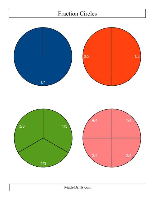 The Large Color Fraction Circles with Labels (C) Math Worksheet