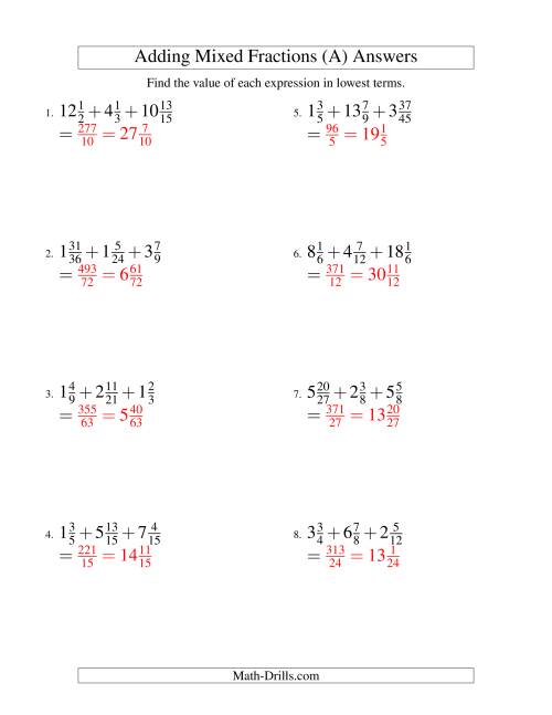 The Adding Mixed Fractions Extreme Version (All) Math Worksheet Page 2