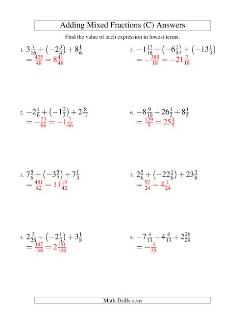 The Adding Mixed Fractions Super Extreme Version (C) Math Worksheet Page 2