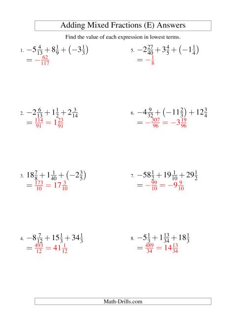 The Adding Mixed Fractions Super Extreme Version (E) Math Worksheet Page 2