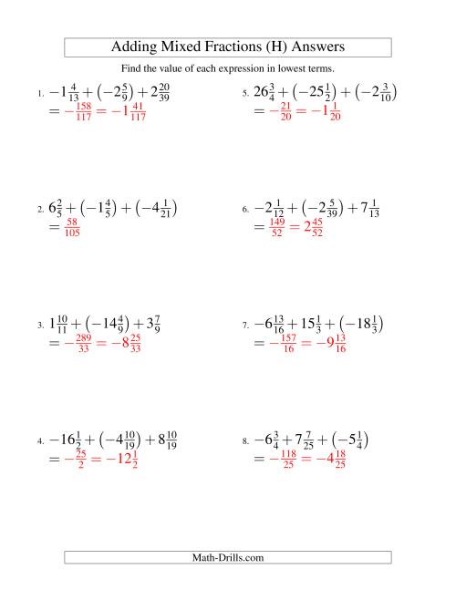 The Adding Mixed Fractions Super Extreme Version (H) Math Worksheet Page 2
