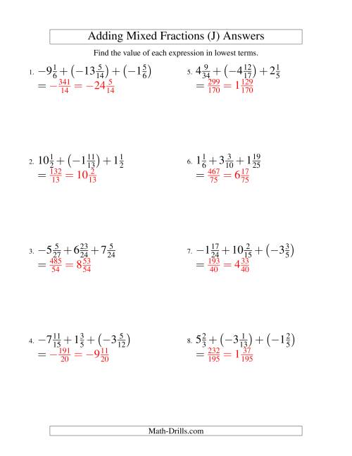 The Adding Mixed Fractions Super Extreme Version (J) Math Worksheet Page 2
