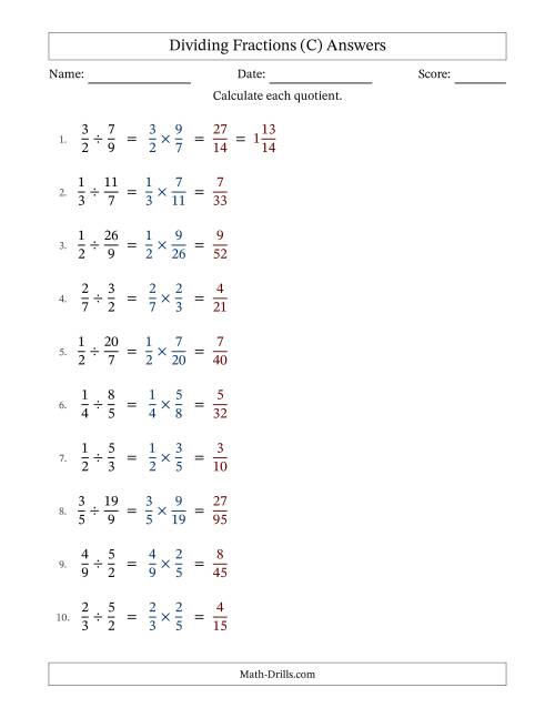 The Dividing Proper and Improper Fractions with No Simplification (Fillable) (C) Math Worksheet Page 2