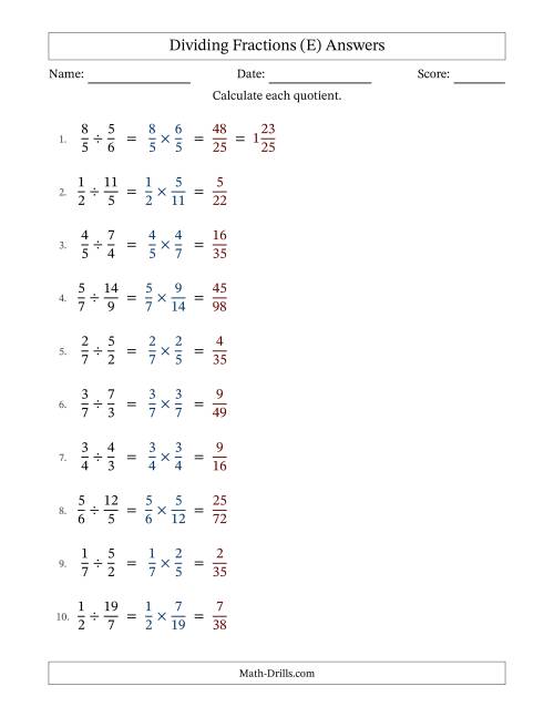 The Dividing Proper and Improper Fractions with No Simplification (Fillable) (E) Math Worksheet Page 2