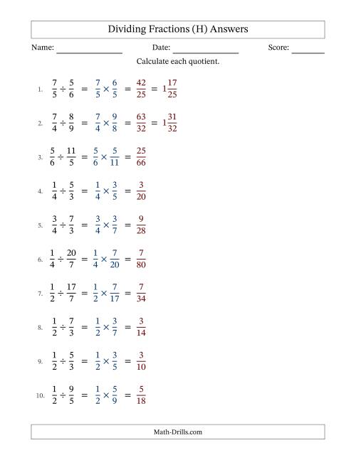 The Dividing Proper and Improper Fractions with No Simplification (Fillable) (H) Math Worksheet Page 2