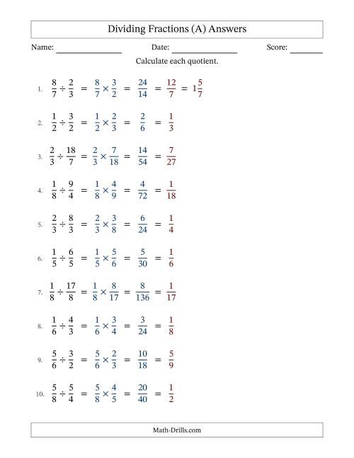 The Dividing and Simplifying Proper and Improper Fractions (A) Math Worksheet Page 2