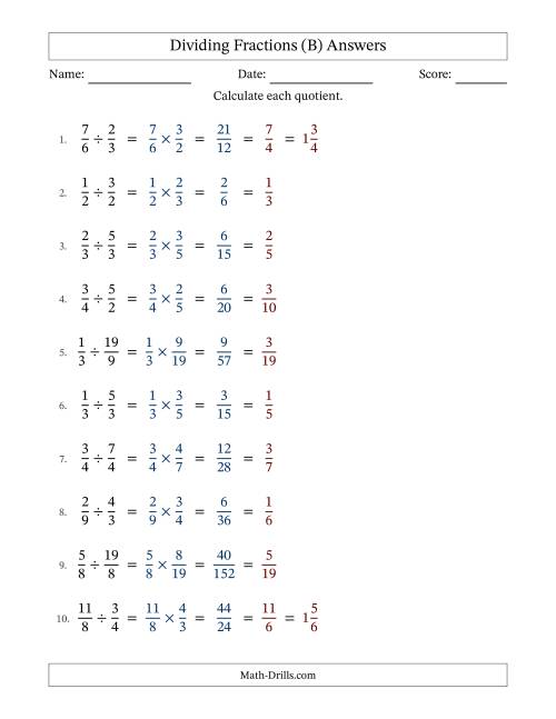 The Dividing Proper and Improper Fractions with All Simplification (Fillable) (B) Math Worksheet Page 2