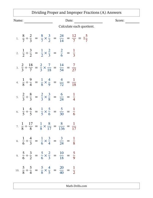 The Dividing Proper and Improper Fractions with All Simplifying (Fillable) (All) Math Worksheet Page 2