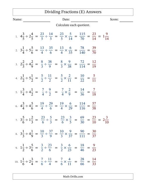 The Dividing Two Mixed Fractions with All Simplification (Fillable) (E) Math Worksheet Page 2