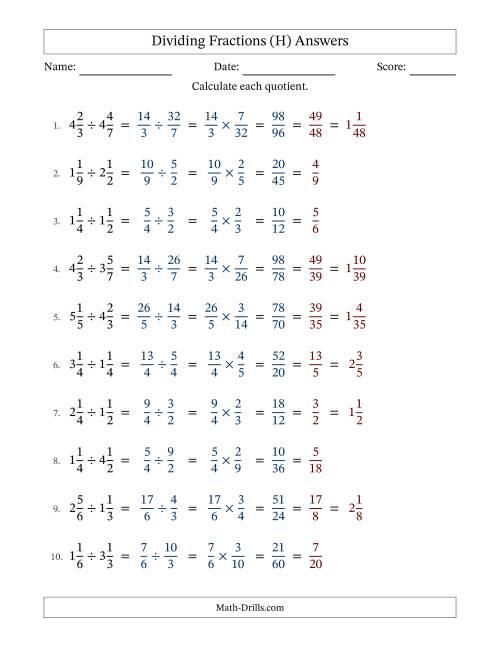 The Dividing Two Mixed Fractions with All Simplification (Fillable) (H) Math Worksheet Page 2