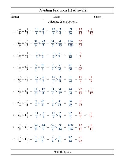 The Dividing and Simplifying Mixed Fractions (I) Math Worksheet Page 2