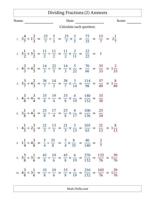 The Dividing Two Mixed Fractions with All Simplification (Fillable) (J) Math Worksheet Page 2