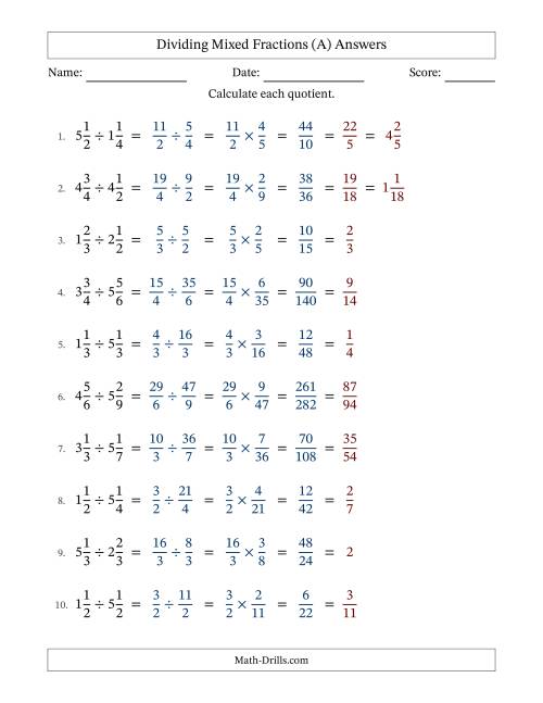 The Dividing Two Mixed Fractions with All Simplifying (Fillable) (All) Math Worksheet Page 2