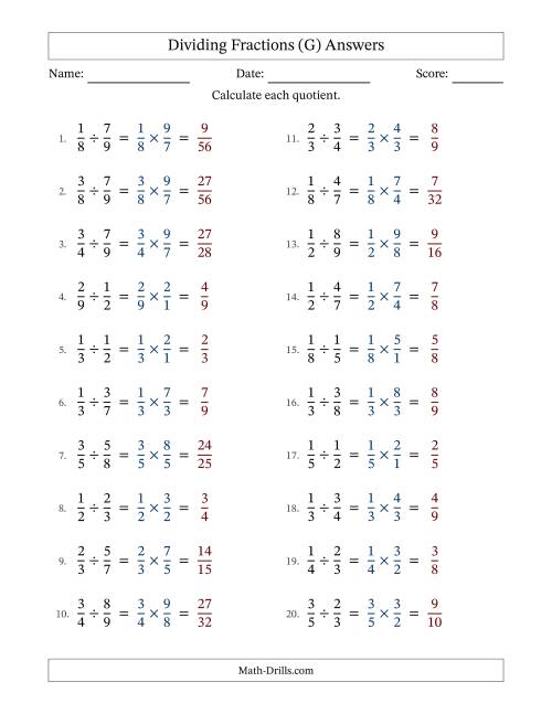 The Dividing Proper Fractions (G) Math Worksheet Page 2