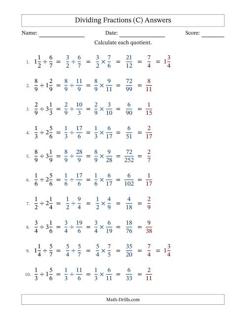 The Dividing Proper and Mixed Fractions with All Simplification (Fillable) (C) Math Worksheet Page 2