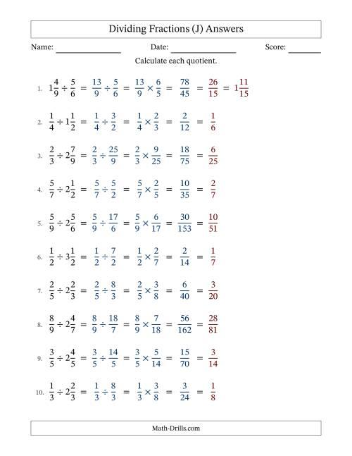 The Dividing Proper and Mixed Fractions with All Simplification (Fillable) (J) Math Worksheet Page 2